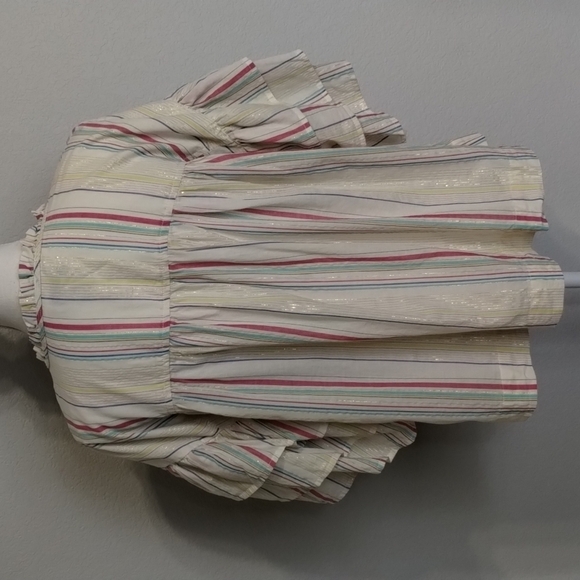 PEYTON & Parker Boho Ruffle Sleeve Multi-Striped Tie Top Size Large - Picture 5 of 11